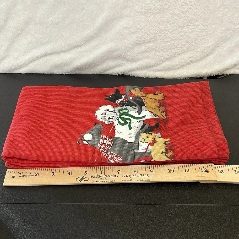 Christmas Kitchen Hand Towels Tea Towel Dog Red Assorted Dogs New w/ Flaw Lot 2